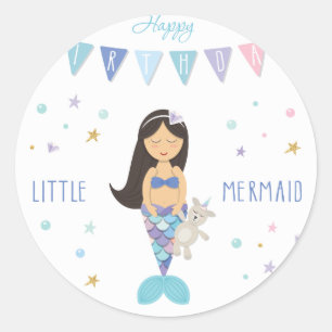 Adesivo Sereia pequena do feliz aniversario