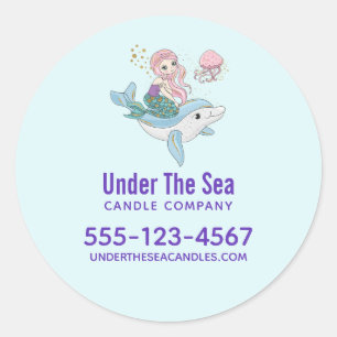 Adesivo Sereia pilotando um golfinho sob o negócio do mar