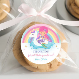 Adesivo Sereia Rosa e Festa de aniversário Unicorn