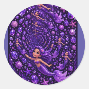 Adesivo Sereia Roxa Joia Espiral Arte Fantasia