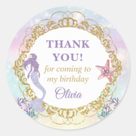 Adesivo Sereia Sob O Favor Da Festa de aniversário Marítim