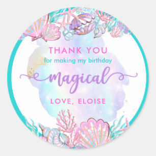 Adesivo Sereia Sob O Favor Da Festa de aniversário Marítim