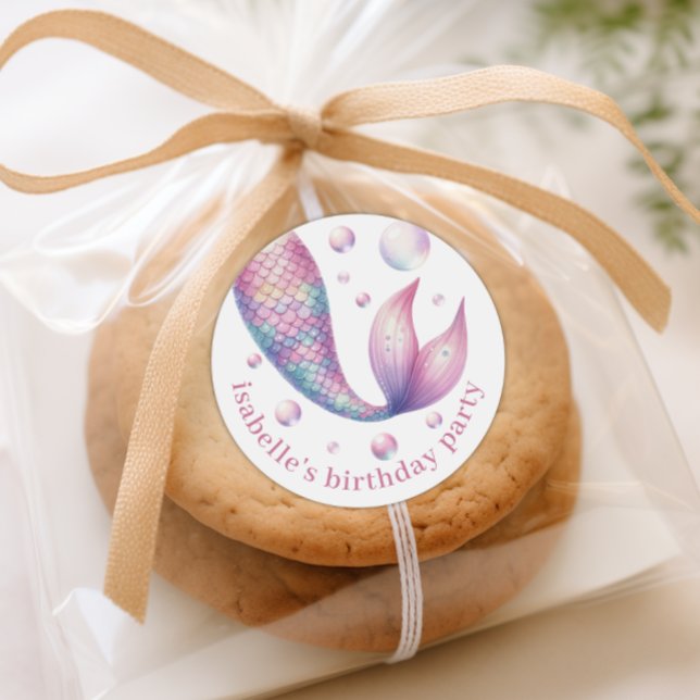 Adesivo Sereia sob o Partido da Piscina do Mar Obrigado St (Mermaid Under the Sea Pool Party Thank You Sticker)