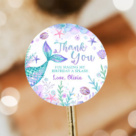 Adesivo Sereia Tail Aniversário Obrigado