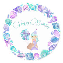 Sereia Turquesa Sob O Mar Feliz Aniversário