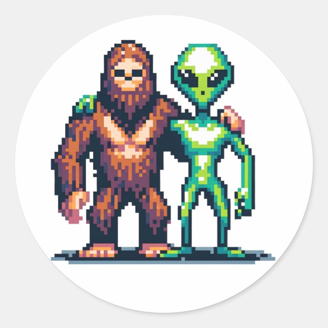 Adesivo Serem Alienígenas Extraterrestres e Arte Pixel Pig (Frente)