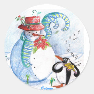 ADESIVO SERENADE DE INVERNO DE SNOWMAN E PENGUIN