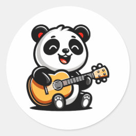 Adesivo Serenata Melódica de Panda - Arte de Violão Acústi