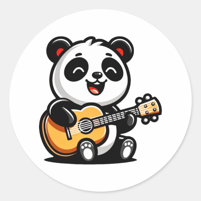 Adesivo Serenata Melódica de Panda - Arte de Violão Acústi (Frente)
