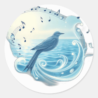 Adesivo Serene Bird com notas musicais