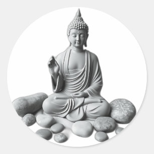 Adesivo Serene Buda com Pedras e Plantas
