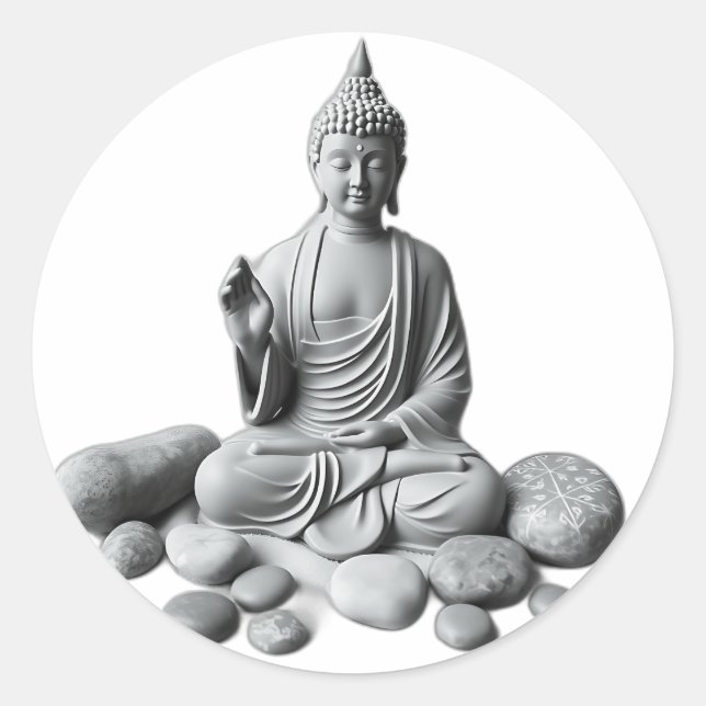 Adesivo Serene Buda com Pedras e Plantas (Frente)