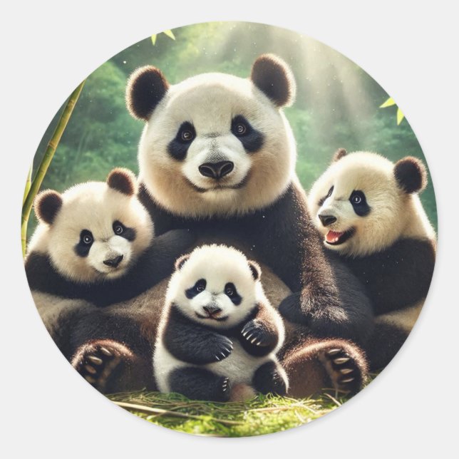 Adesivo "Serene Panda Family in the Forest Sticker" (Frente)