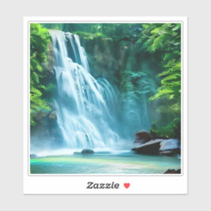 Adesivo Serene Waterfall em azul pálido e verde