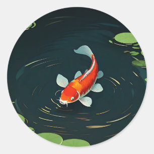 Adesivo Serenidade do Lago de Lótus com Carpas Koi