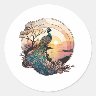 Adesivo Serenidade no nascer do Sol: Peacock inspirou Trab
