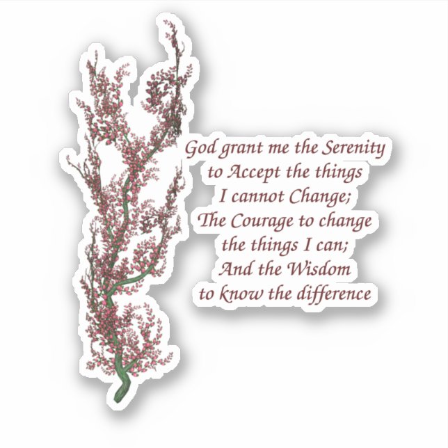 Adesivo Serenity Prayer Flowers Inspiração (Frente)