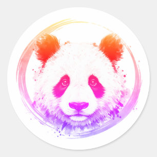 Adesivo Série Nishiki - Panda Olhando Neon Sumi-e
