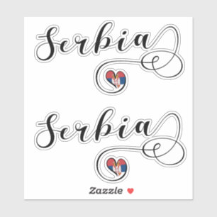 Adesivo Sérvia Flag Heart, República Srbija