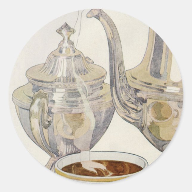 Adesivo Serviço de Café Prata Vintage (Frente)