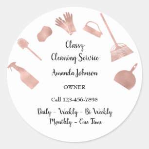 Adesivo Serviço de limpeza clássico Maid Rosa White