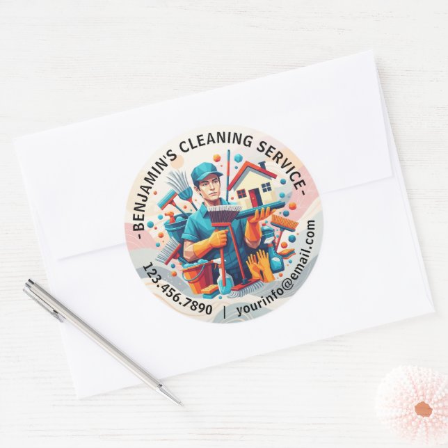 Adesivo Serviço de Limpeza de Casa Moderna Serviço de Limp (Envelope)