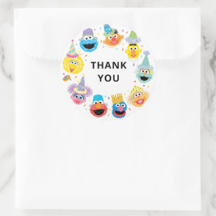 Adesivo Sesame Street Pals Confetti Aniversário Obrigado