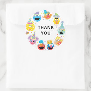 Adesivo Sesame Street Pals Confetti Aniversário Obrigado
