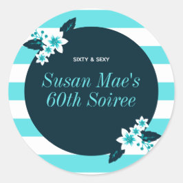 Adesivo Sessenta e sexy Teal White 60º Aniversário Soiree