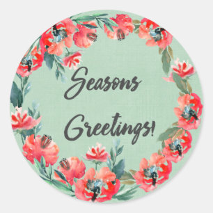 Adesivo Sessões Saudações Vermelha Floral Watercolor