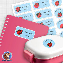 Adesivo Set - 12 Namensaufkleber Marienkäfer - hellblau |