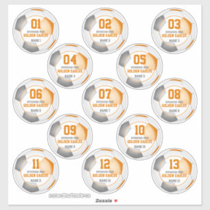 Adesivo Set 13 Laranja cinza colorido jogador de futebol f