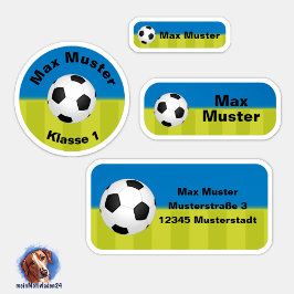 Adesivo Set - 24 Namensaufkleber Fußball blau grün |