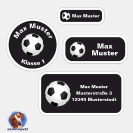 Adesivo Set - 24 Namensaufkleber Fußball schwarz |