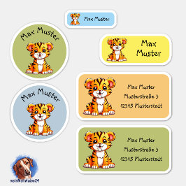 Adesivo Set - 24 Namensaufkleber Kleiner Säbelzahntiger |