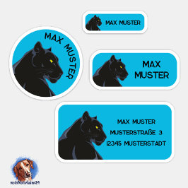 Adesivo Set - 24 Namensaufkleber Schwarzer Panther blau |