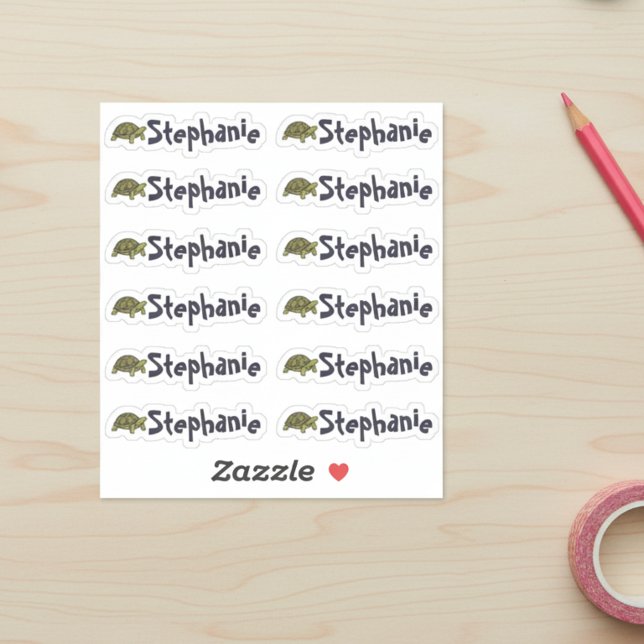 Adesivo Set of 12 Cute Turtle Name Labels (Cute turtle mini stickers.)