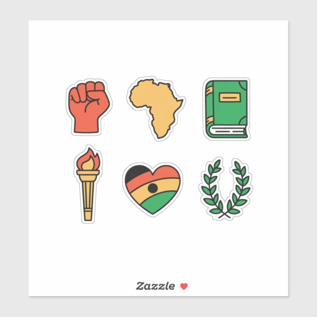 Adesivo Set of 6 Black History Month Symbols (Folha)