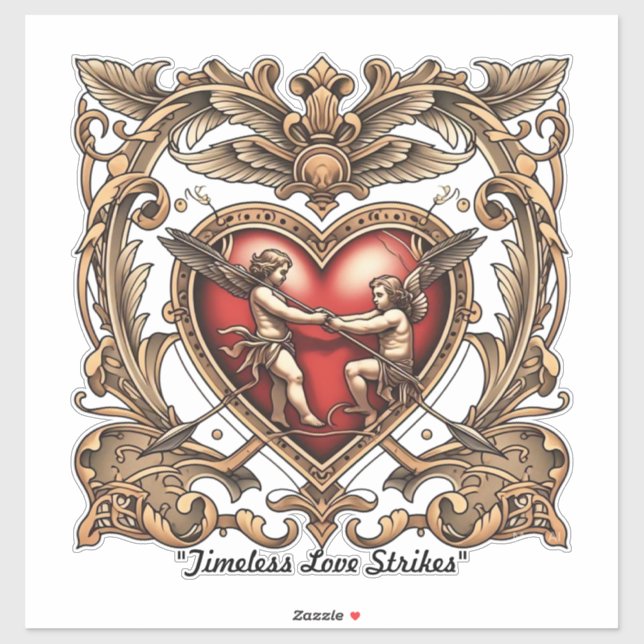 Adesivo "Seta Romântica do Coração" (Folha)