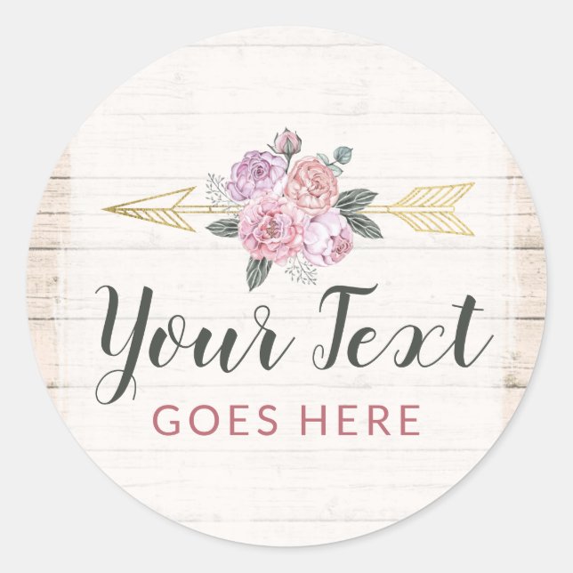 Adesivo Setas Florais Boêmias Rústicas Rosa Bege Dourado B (Frente)