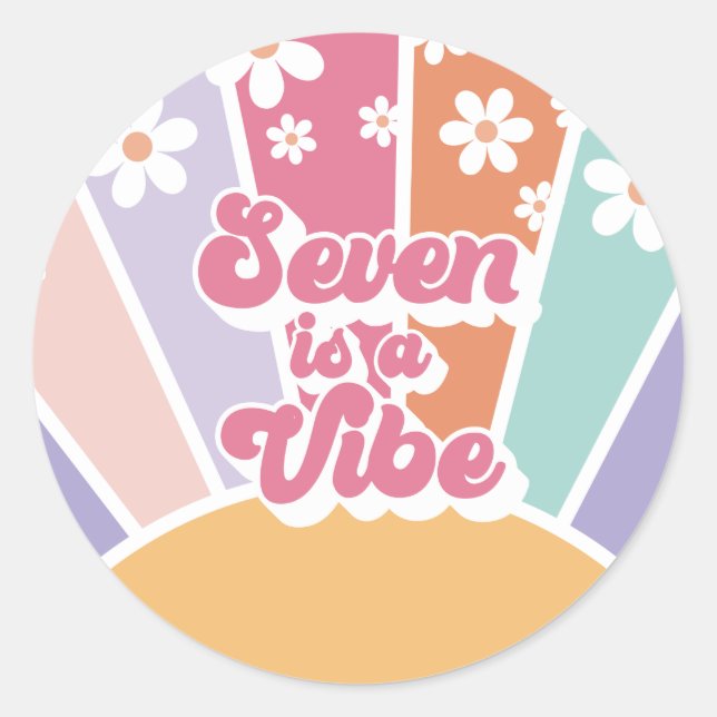 Adesivo Sete é um Vibe Retro Sol Chuva de Amor Margarida (Frente)