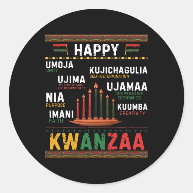 Adesivo Sete Princípios De Kwanzaa Happy Kwanzaa 6 (Frente)