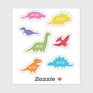 Adesivo Sete Silhuetas de Dinossauros, Personalizado para 