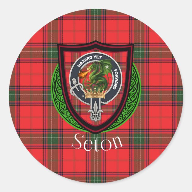 Adesivo Seton Scottish Clan Tartan & Crest (Frente)