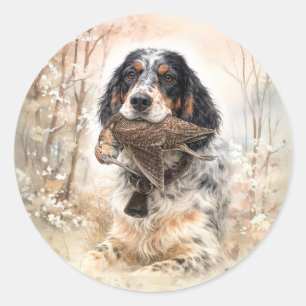 Adesivo Setter Inglês, Caça à Galinhola, Arte Canina