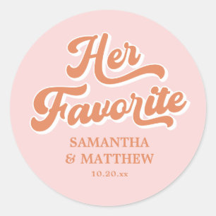 Adesivo Seu Casamento Vintage Retro Favorito Laranja Rosa