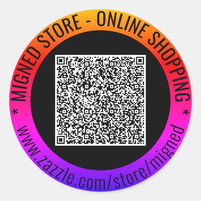 Adesivo Seu código QR e presente de texto personalizado (Frente)