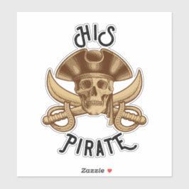 Adesivo Seu Crânio e Espada Cruzados Pirata Vintage