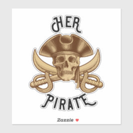 Adesivo Seu Crânio e Espada Cruzados Pirata Vintage