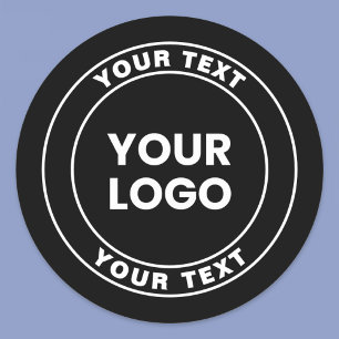 Adesivo Seu logotipo carregado + texto circular em negrito